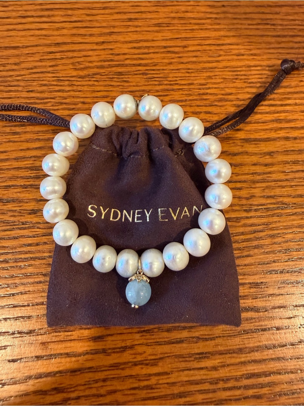 Sydney Evan Pearl and  14k & Diamond Evil Eye Charm  Bracelet